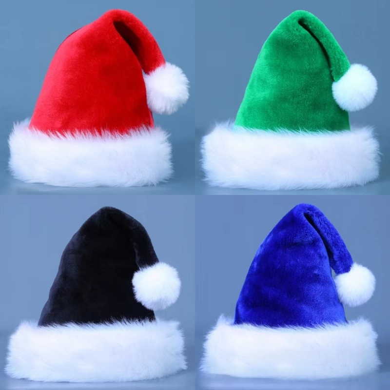 Santa Hat Plush - 1pcPlush Santa Hats Velvet Christmas Hat