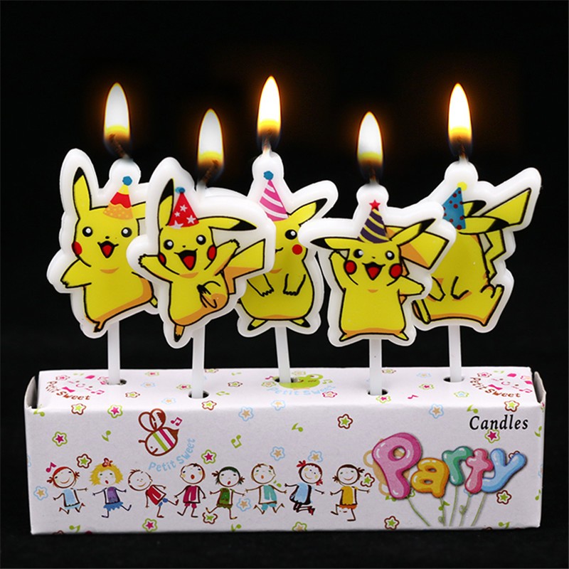 5pcs/lot Pokemon Birthday Cake - đánh giá và giá Holiday Candle Set