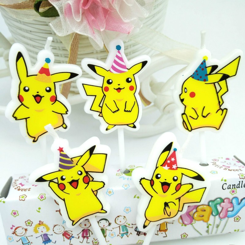 5pcs/lot Pokemon Birthday Cake - đánh giá và giá Holiday Candle Set