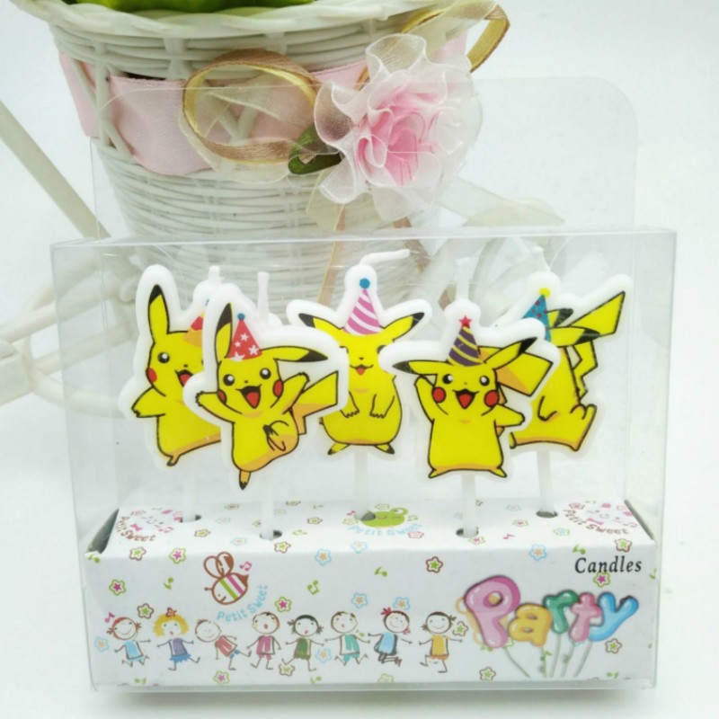 5pcs/lot Pokemon Birthday Cake - đánh giá và giá Holiday Candle Set