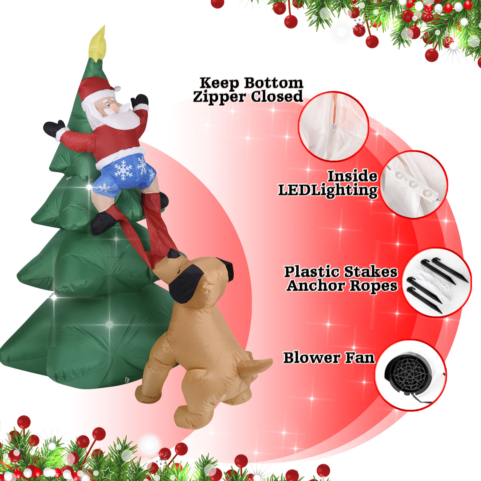 Christmas Inflatable Dog  w/Sa - đánh giá và giá Christmas Lights Outdoor